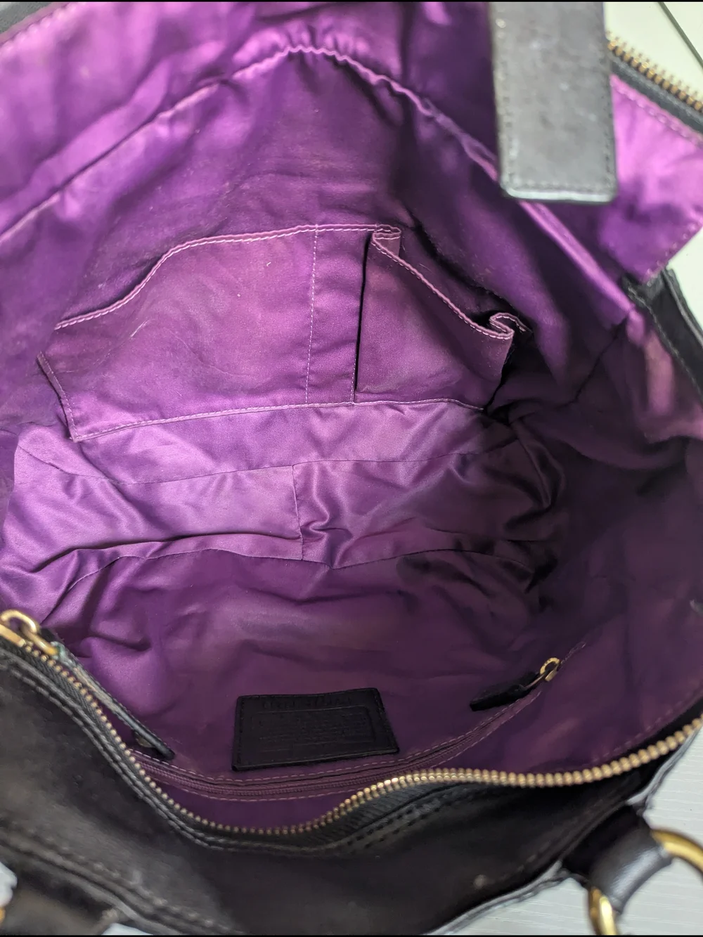 Coach Black Leather Shoulder Bag with Gold Stud Accents